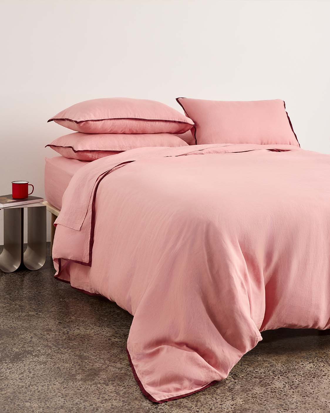 Linen Pillowcase Pair - Rhubarb - Image 2